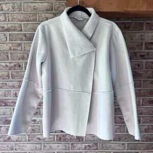 ORVIS Cream Fleece Jacket with‎ Blue Buttons Size Large (C-196)